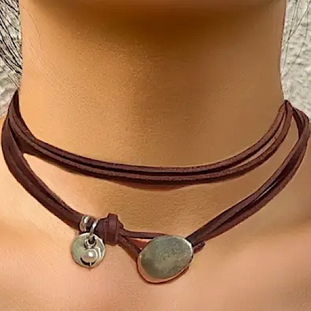 Silver Cord Vintage Statement Pendant Necklace, Bohemian, Boho, Tribal